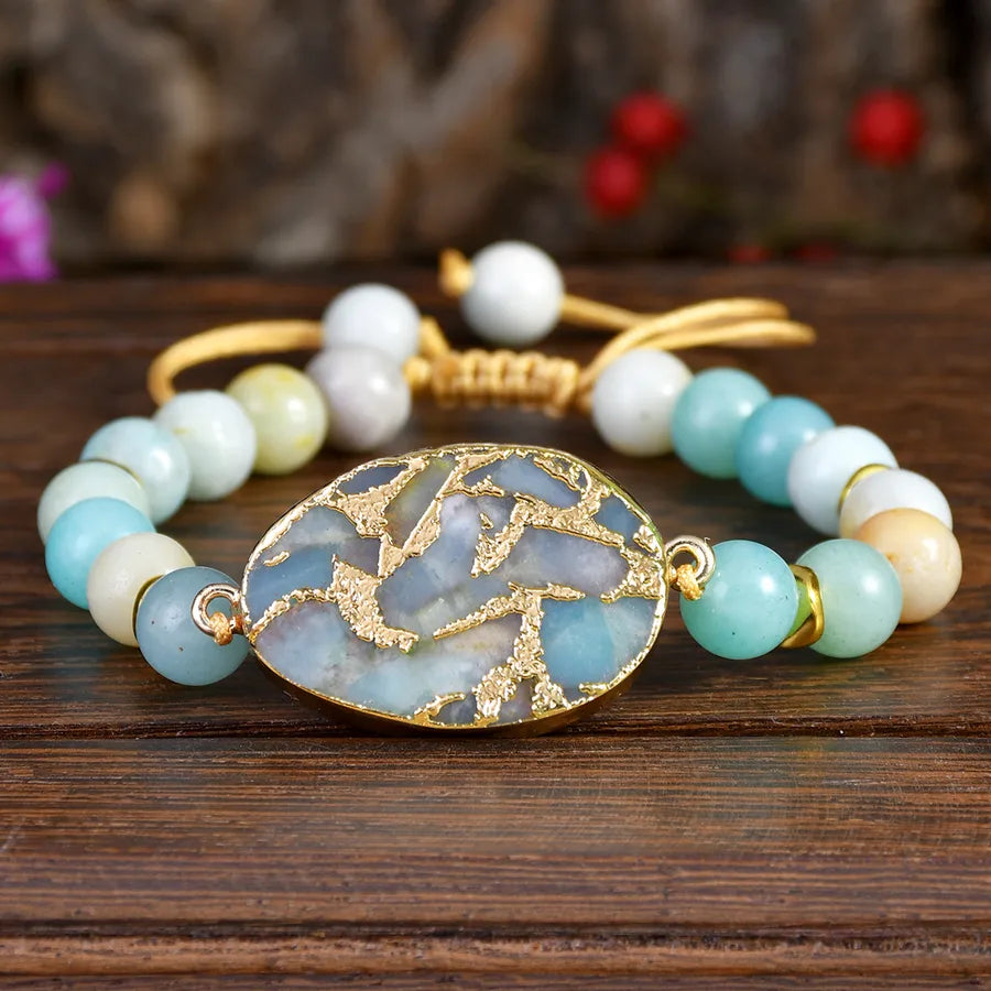Vacation Classic Style Stone natural stone Beaded Chain Bracelets In Bulk