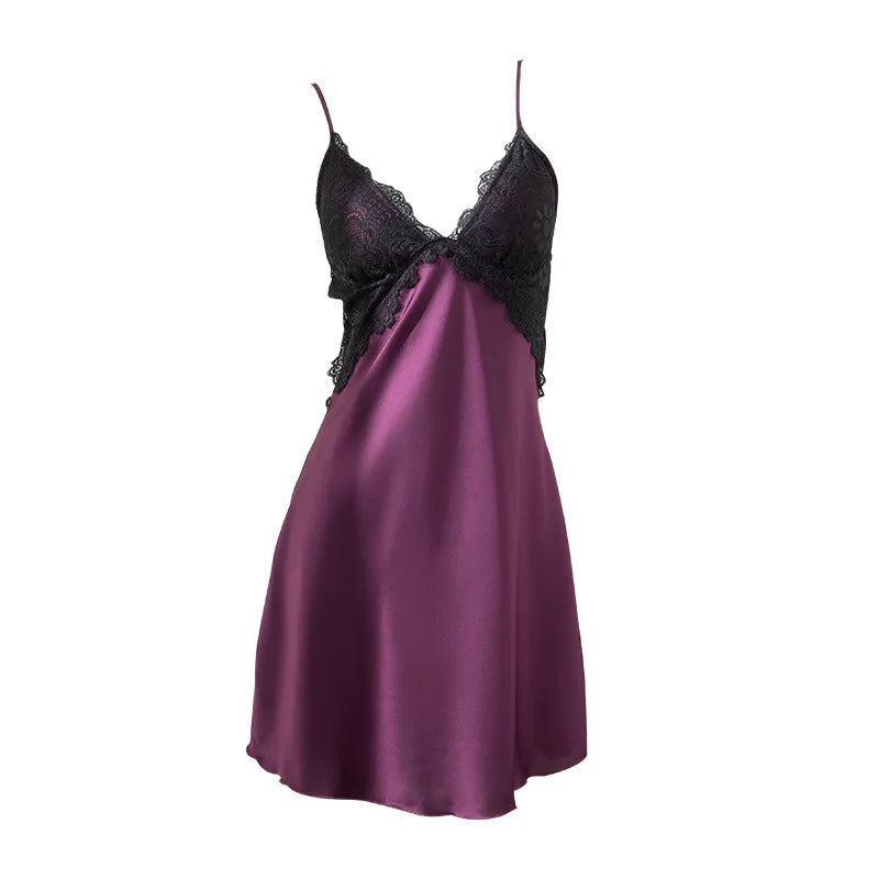 Pure Desire Sexy Silk Sleepwear Women's Thin Strap Slip Dress Home Clothes Spring Summer White Enhancing Backless Nightgown