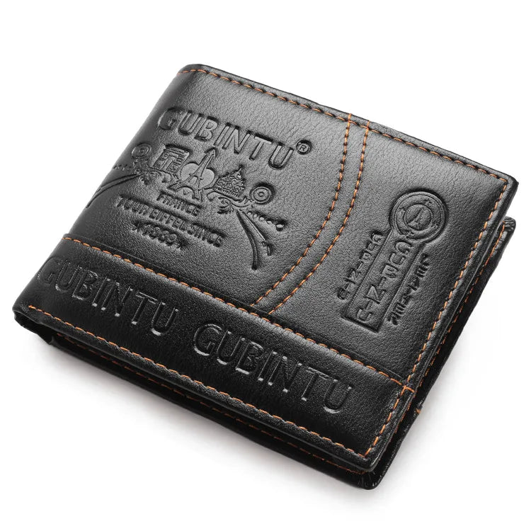 men's letter building pu leather open wallets