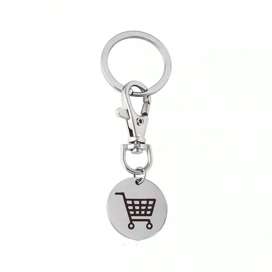 Classic Style Commute Shopping Cart Stainless Steel Unisex Bag Pendant Keychain