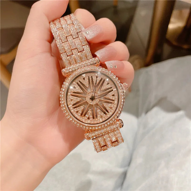 Luxurious Shiny Solid Color Butterfly Double Snap Quartz Watch