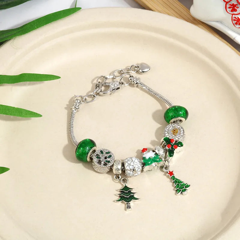 Blue Crystal Beads Bracelet Halloween DIY Snake Bone Bracelet Fashionable OL Style Alloy Cartoon Character Pattern Unisex