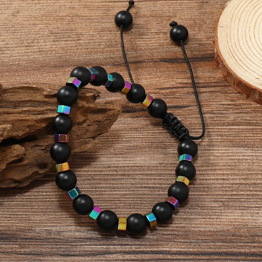 Retro Geometric Glass glass rope Braid Men's Bracelets 1 Piece