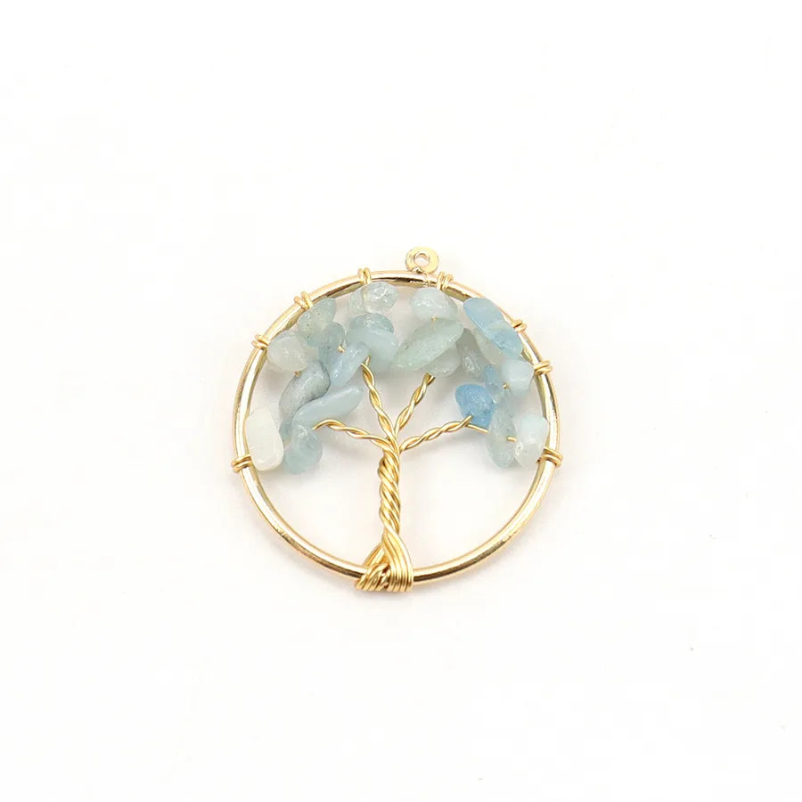 simple style lucky tree natural stone agate wholesale pendants