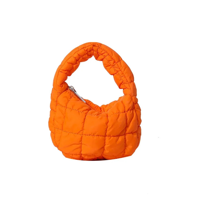 Pleated Plaid Cloud Bag Underarm Bag New down Cotton Jacket Western Style Fashion Mini Handbag