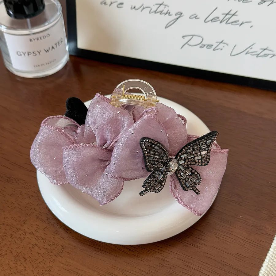 Summer Large Size Hair Clips Half Head Fullness Butterfly Knot Shark Fin Hair Accessories Women's Fashion Hairpins Hair Ties
