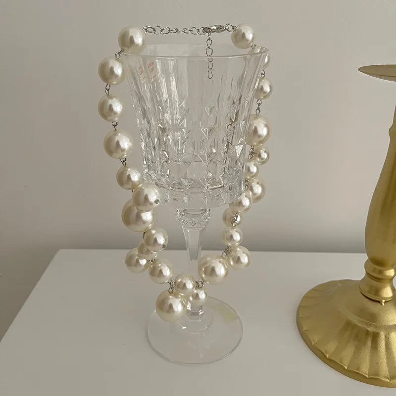 fashion round imitation pearl women's necklace 1 piece