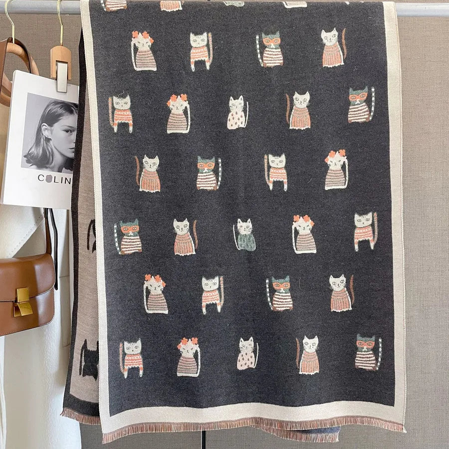 Women's Basic Color Block Imitation cashmere Printing Scarf