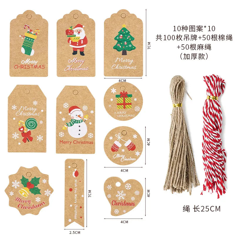 Christmas Fashion Christmas Tree Santa Claus Snowman Kraft Paper Party Hanging Ornaments
