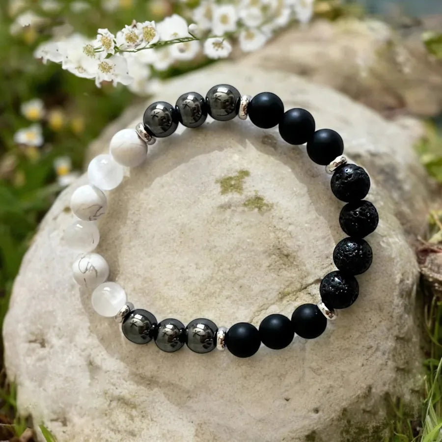 Natural Stone 8mm Bead Bracelet Elastic Rope Agate Volcanic Stone Beaded Men's and Women's Bracelets Wholesale