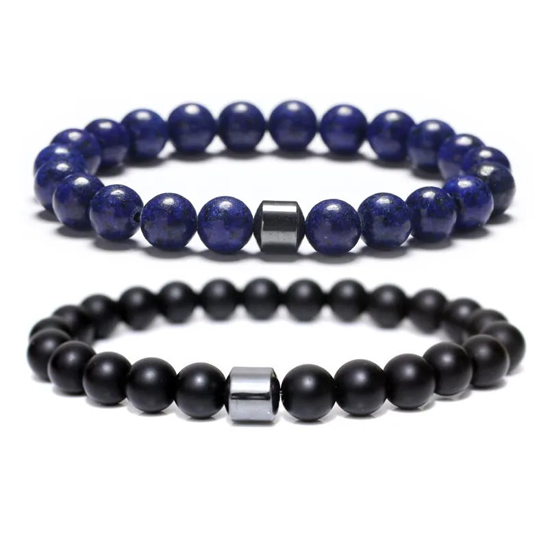 simple style color block natural stone beaded unisex bracelets