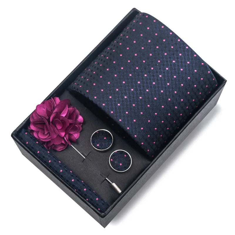 commute geometric stripe cashew nuts polyester yarn men's square scarf cufflinks tie