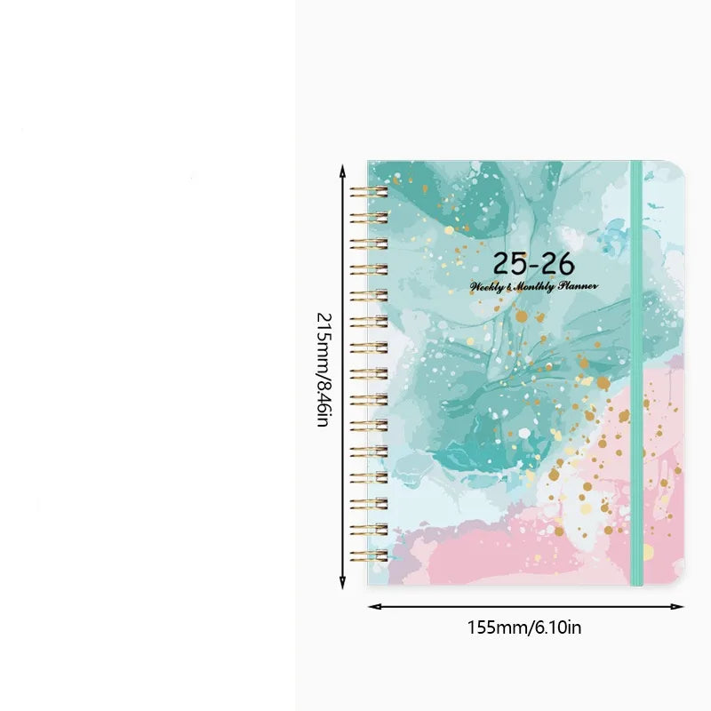 Daily Planner Notebook A5 Customizable English Weekly Diary Bound Wirebound Notebook Romantic Blue Snow Color Party Souvenir