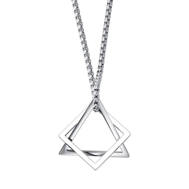 punk cool style triangle titanium steel men's pendant necklace