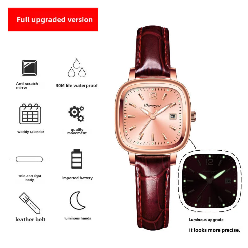Small square sugar Women's Watch girls niche light luxury high-grade women's waterproof high-end genuine goods style women's watch