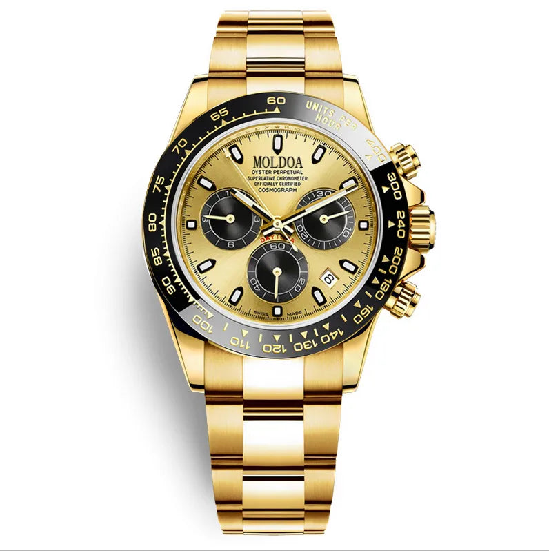 Panda di hollow-out fake mechanical watch men's real three-eye luminous calendar waterproof TikTok fast hand