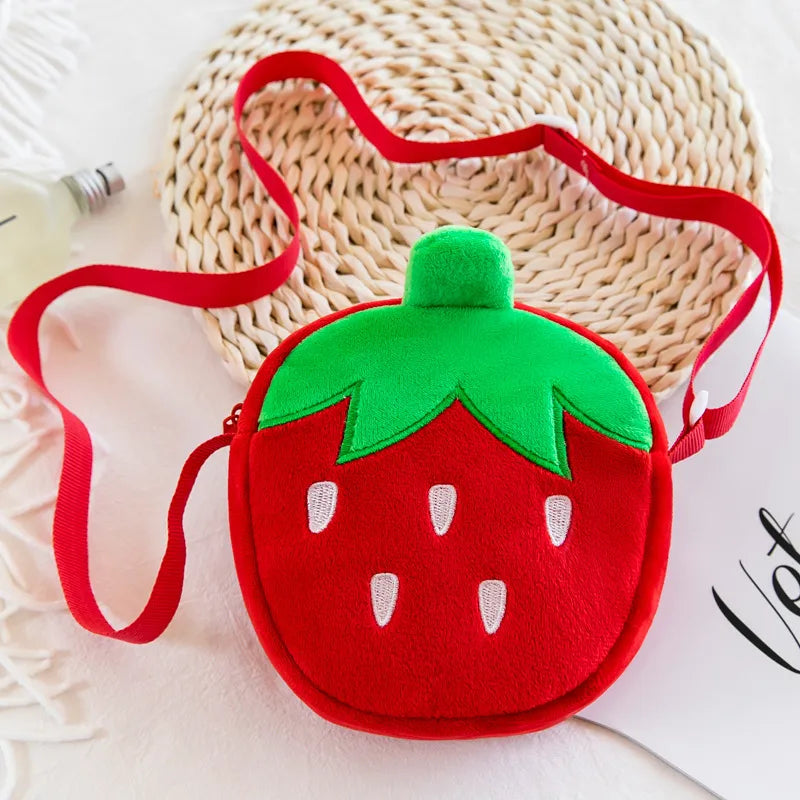 New Style Strawberry Carrot Fruit Bag Children's Coin Purse Cute Girls' Crossbody Bag Forest Style Ins Women's Bag