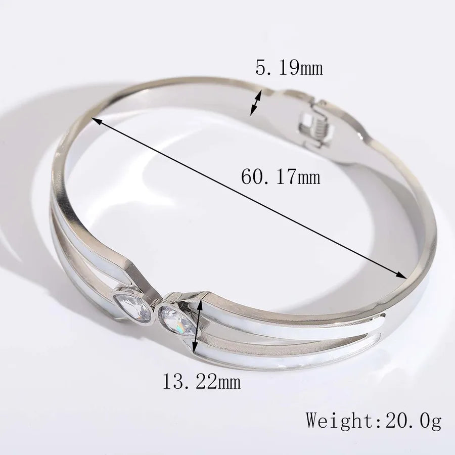 Elegant Artistic Solid Color 304 Stainless Steel 18K Gold Plated Zircon Bangle In Bulk