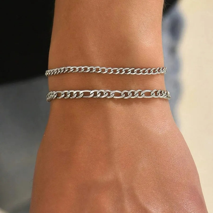 Hip-Hop Vintage Style Geometric 304 Stainless Steel Plating Men's Bracelets Men Chain Bracelets