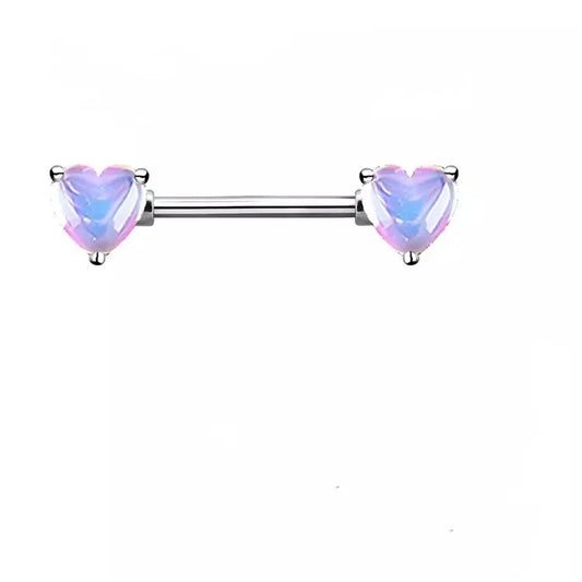 1 Piece Nipple Rings & Studs Sexy Heart Shape 316L Stainless Steel Alloy Plating Inlay Acrylic White Gold Plated Nipple Rings & Studs