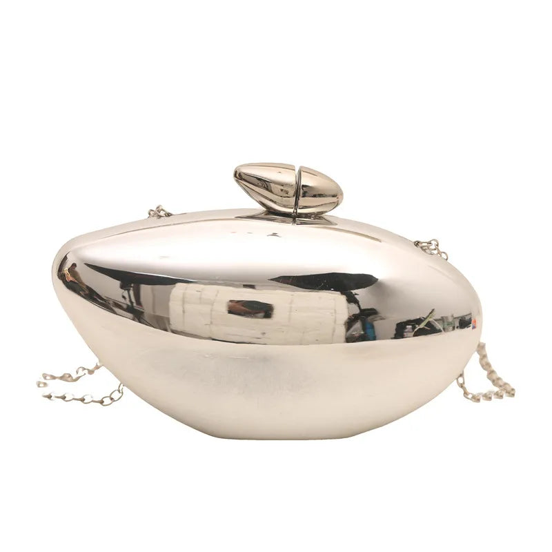Gold Silver Arylic Solid Color Oval Evening Bags