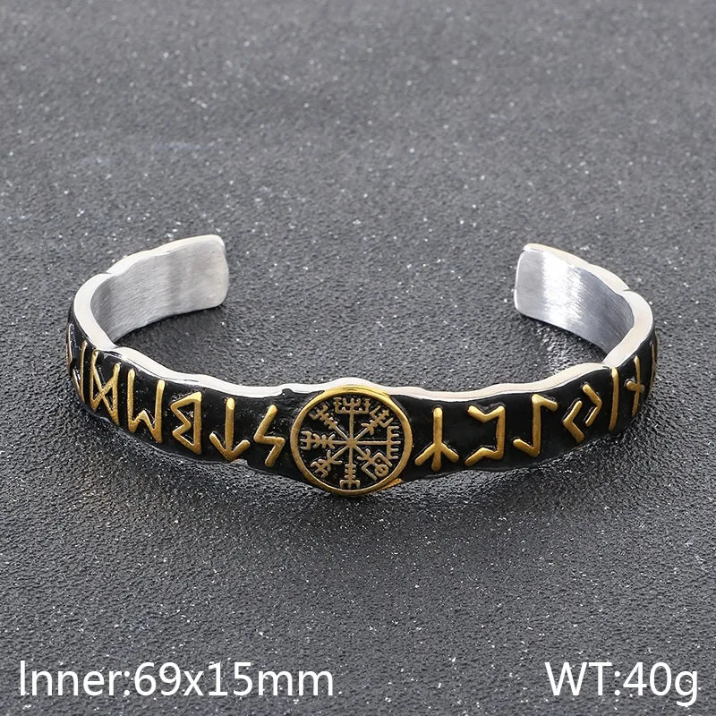 Viking Fashion Retro Stainless Steel Letter Triangle Men's Bracelet