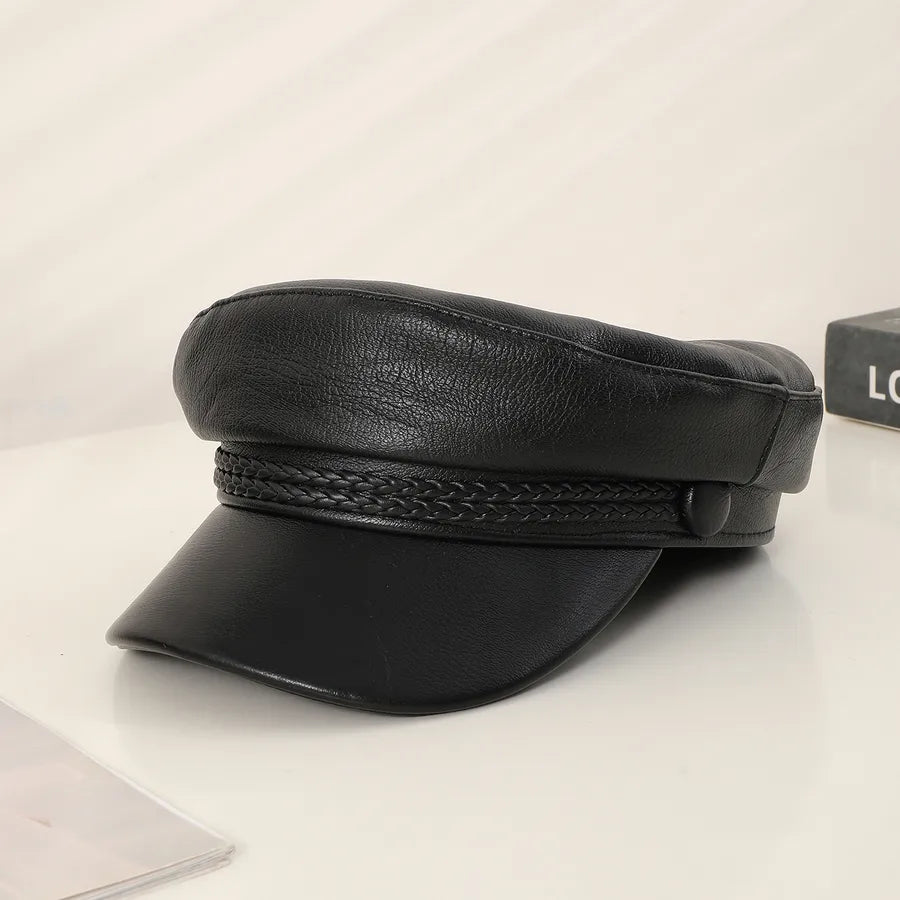 Women's Simple Style Korean Style Solid Color Belt Buckle Curved Eaves Newsboy Cap