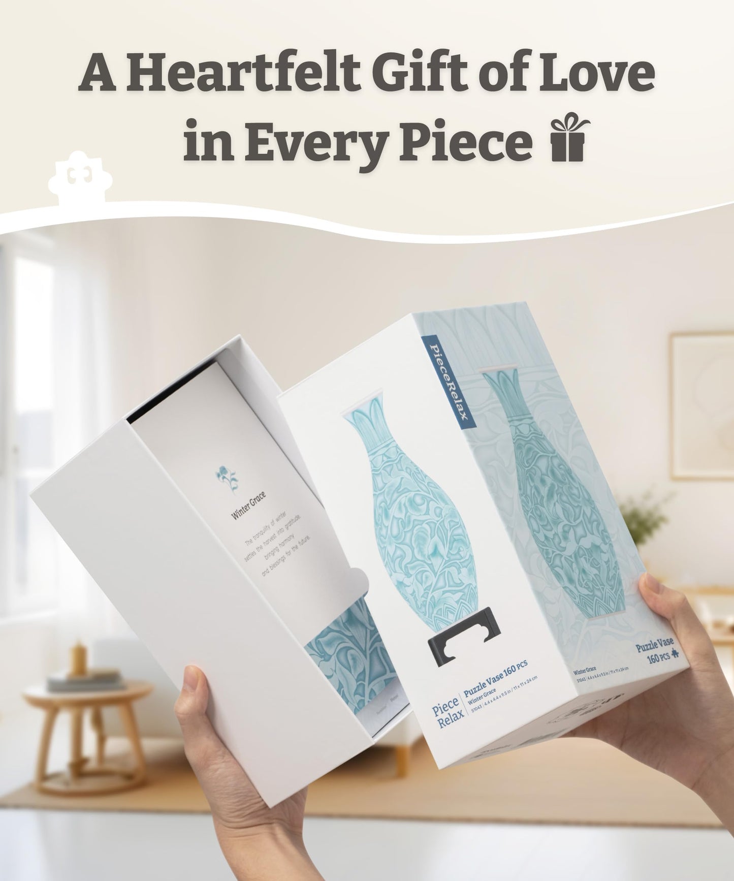 PieceRelax Unique Flower Vase — 3D Puzzle for Adults, 160 Curved Pieces, Spring Symphony S1040