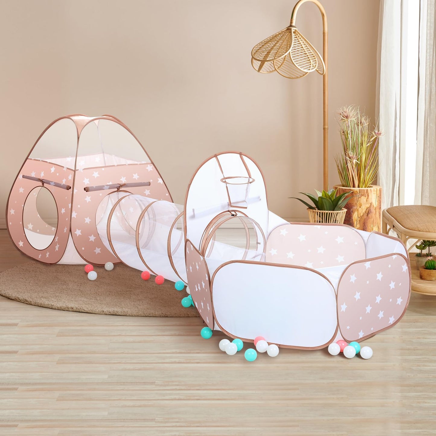 PigPigPen 3-in-1 Kids Play Tent with Tunnel & Ball Pit | Indoor & Outdoor Toddler Toy