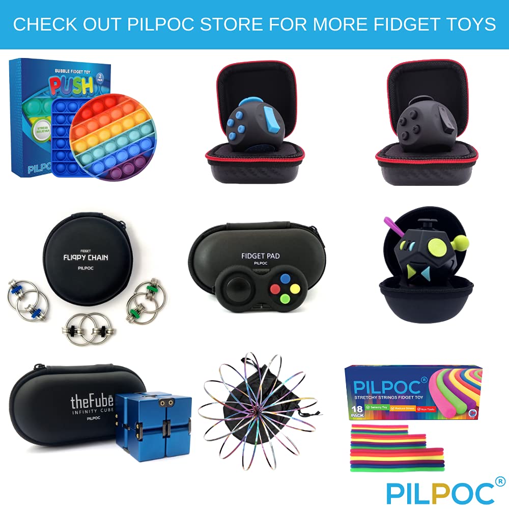 PILPOC theFube Infinity Cube Fidget Desk Toy - Aluminum, Case, Stress Relief, Blue