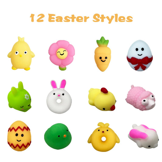 Pinkiwine 24 Pack Easter Eggs with Mochi Squishies – Colorful Easter Toys & Basket Fillers