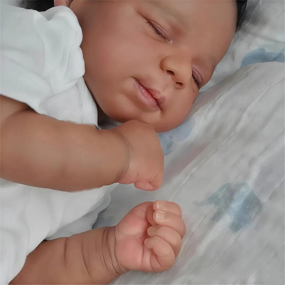 Pinky Reborn African American 18-inch Reborn Doll – Realistic Curly-Hair Baby Toy