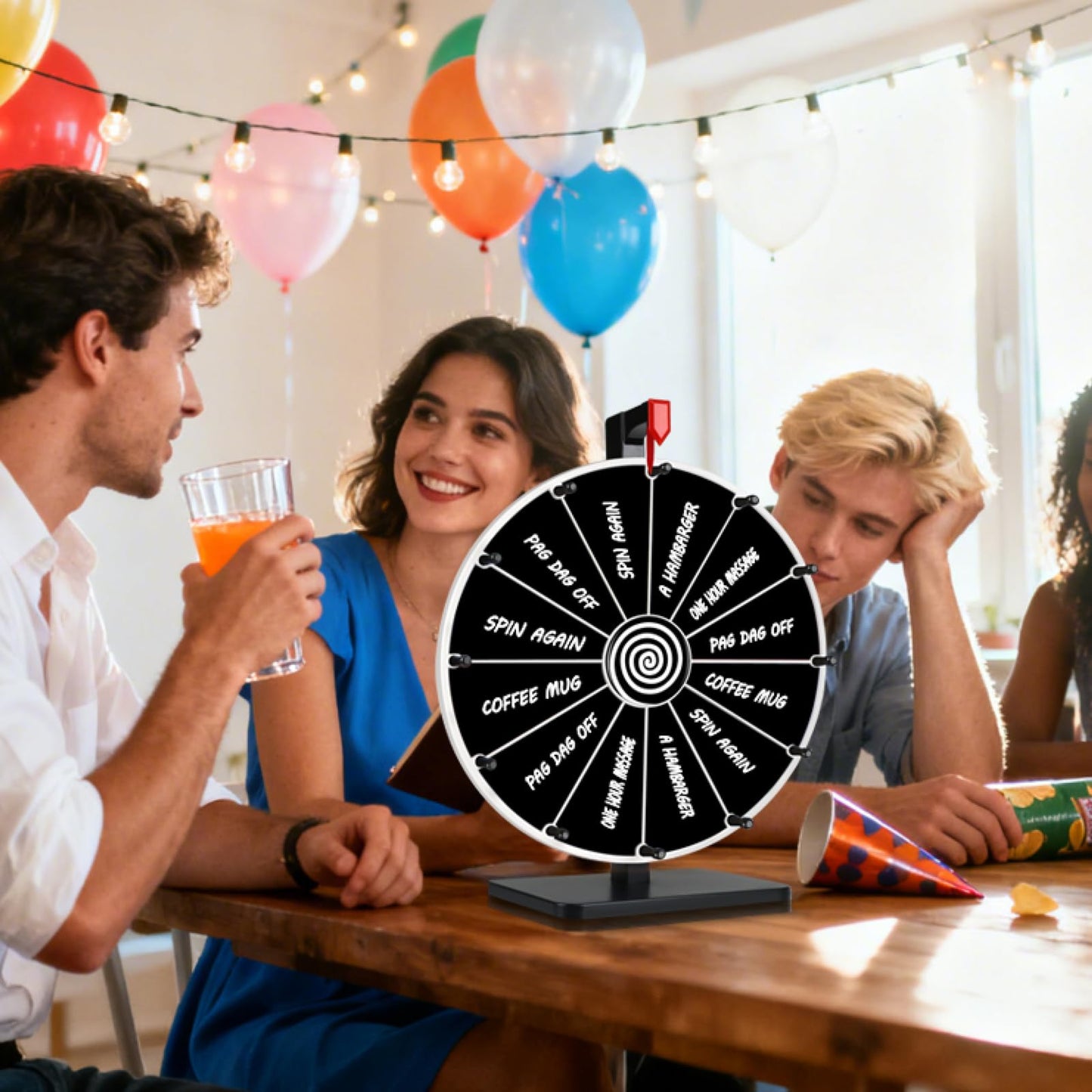 Pionites 12-Inch 12 Slots Prize Wheel – Tabletop or Wall Mount with Dry Erase Marker