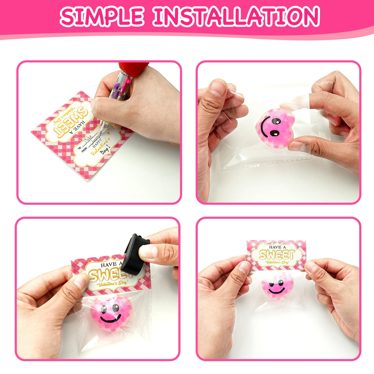 PIONJOY 28-Pack Valentines Day Gifts for Kids – Stress Balls & Card Set