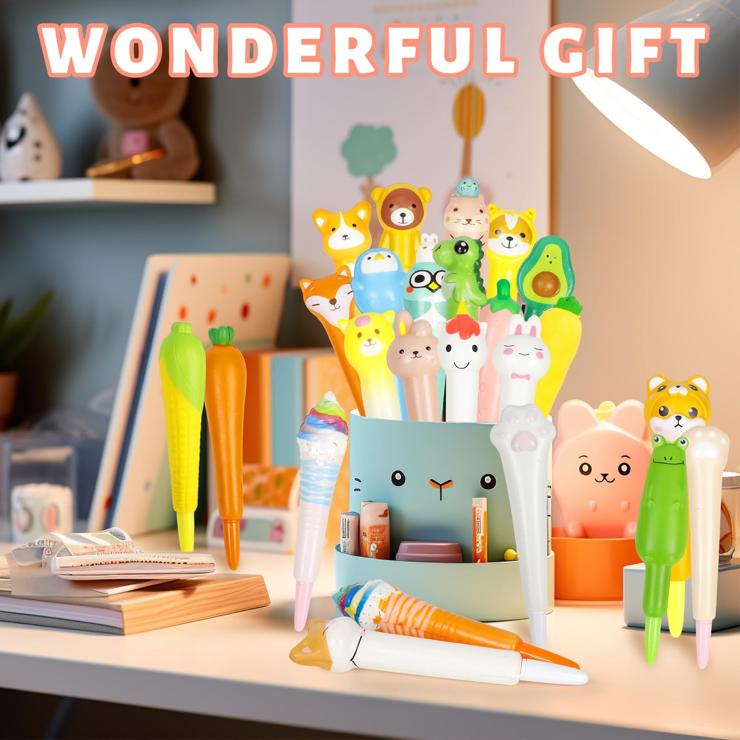 Pipigaty 24 Pcs Valentines Day Gifts for Kids Classroom – Kawaii & Squishy Pens for Party Favors