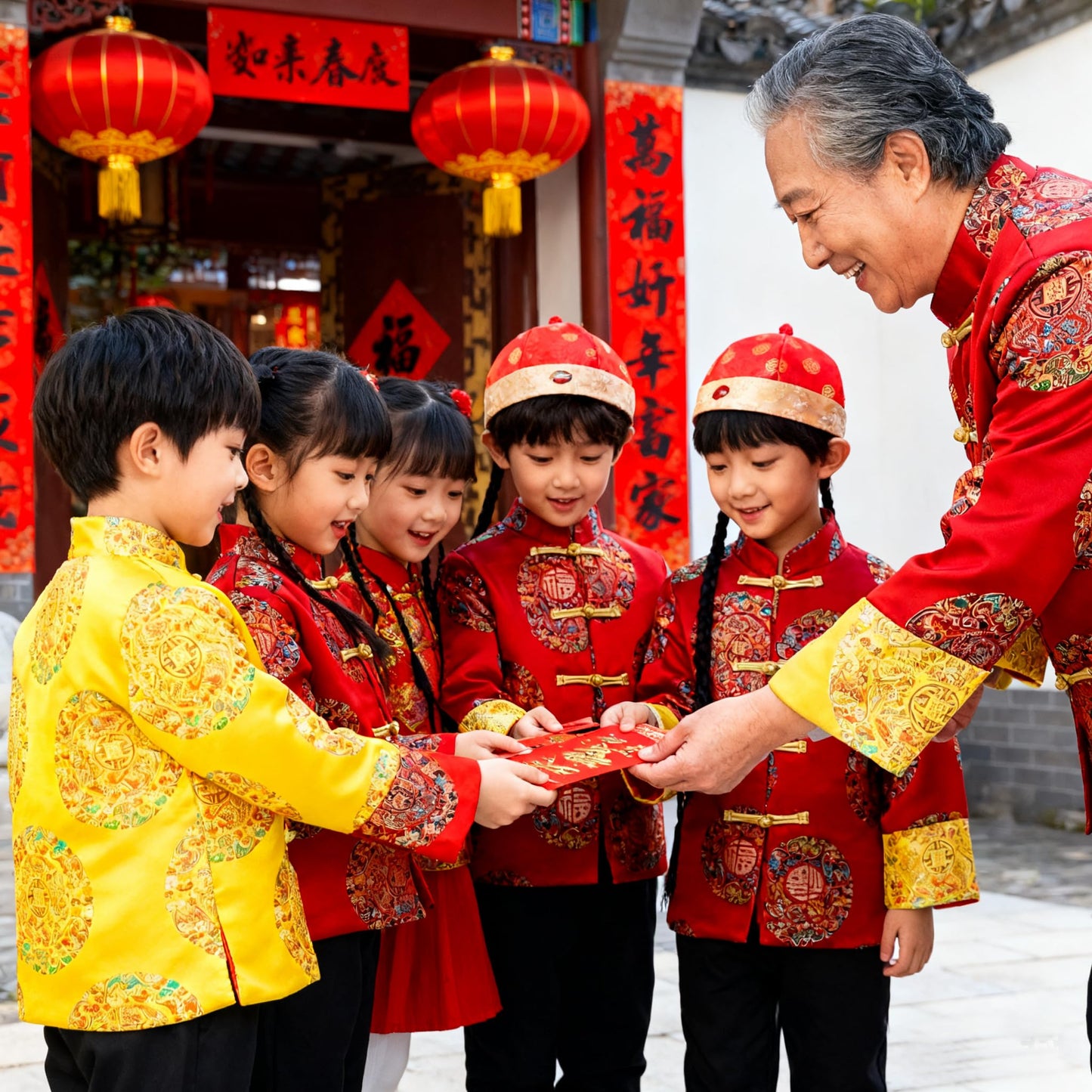 Pixienest Dragon Tang Suit for Boys with Hat | Lunar New Year Kids Costume 4-12