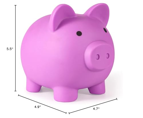 PJDRLLC Piggy Bank – Unbreakable Light Purple Money Bank for Kids (Medium Size)