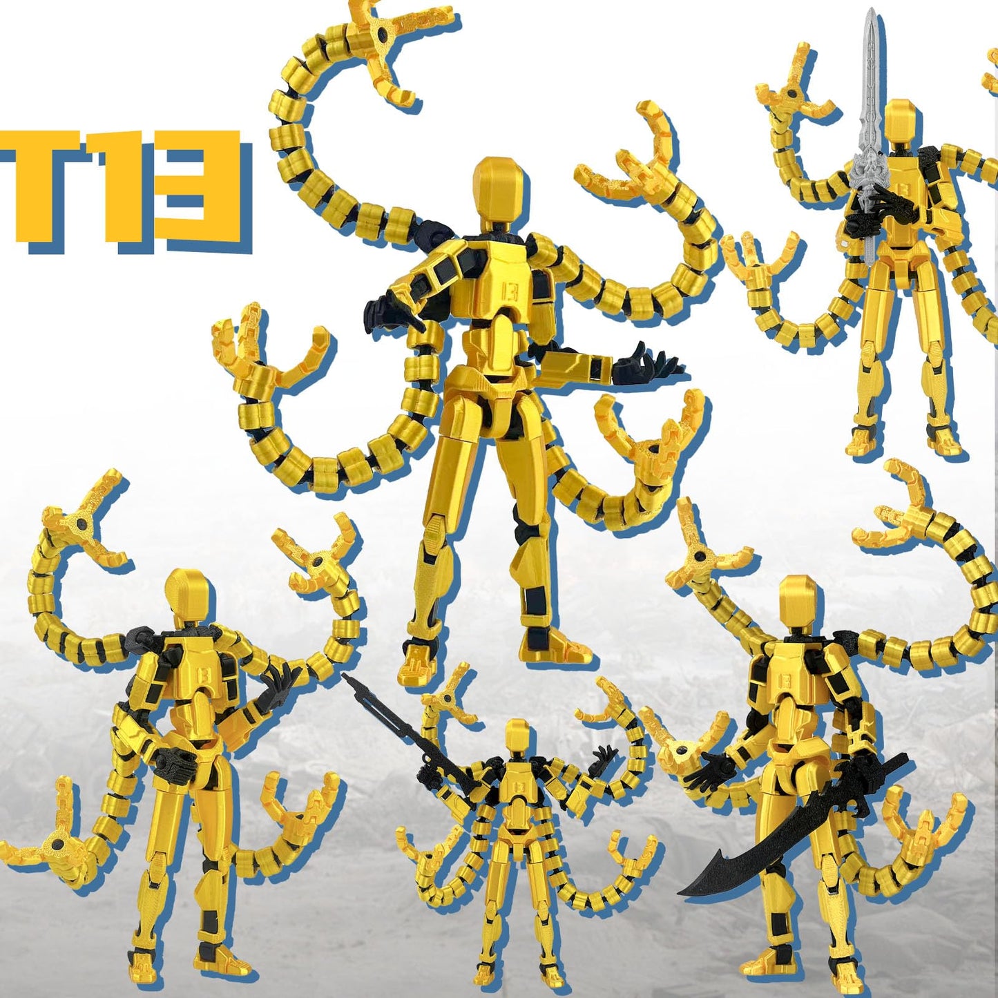 PkghoKids T13 Already Assembled Action Figure Accessories — Fully Articulated 3D Printed Toy (5.5in)