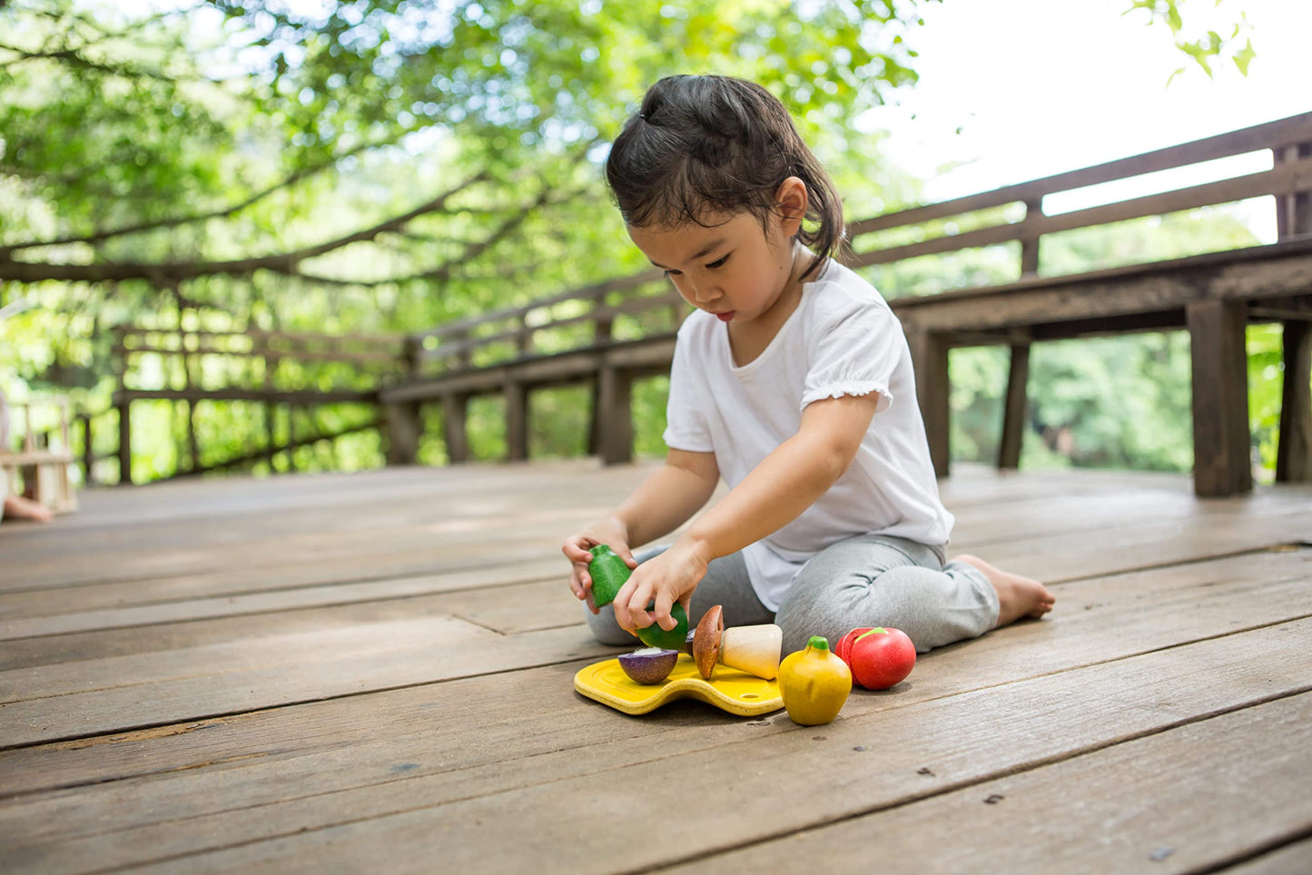 PlanToys Wooden Assorted Vegetable Set – Montessori Pretend Play Food for Toddlers