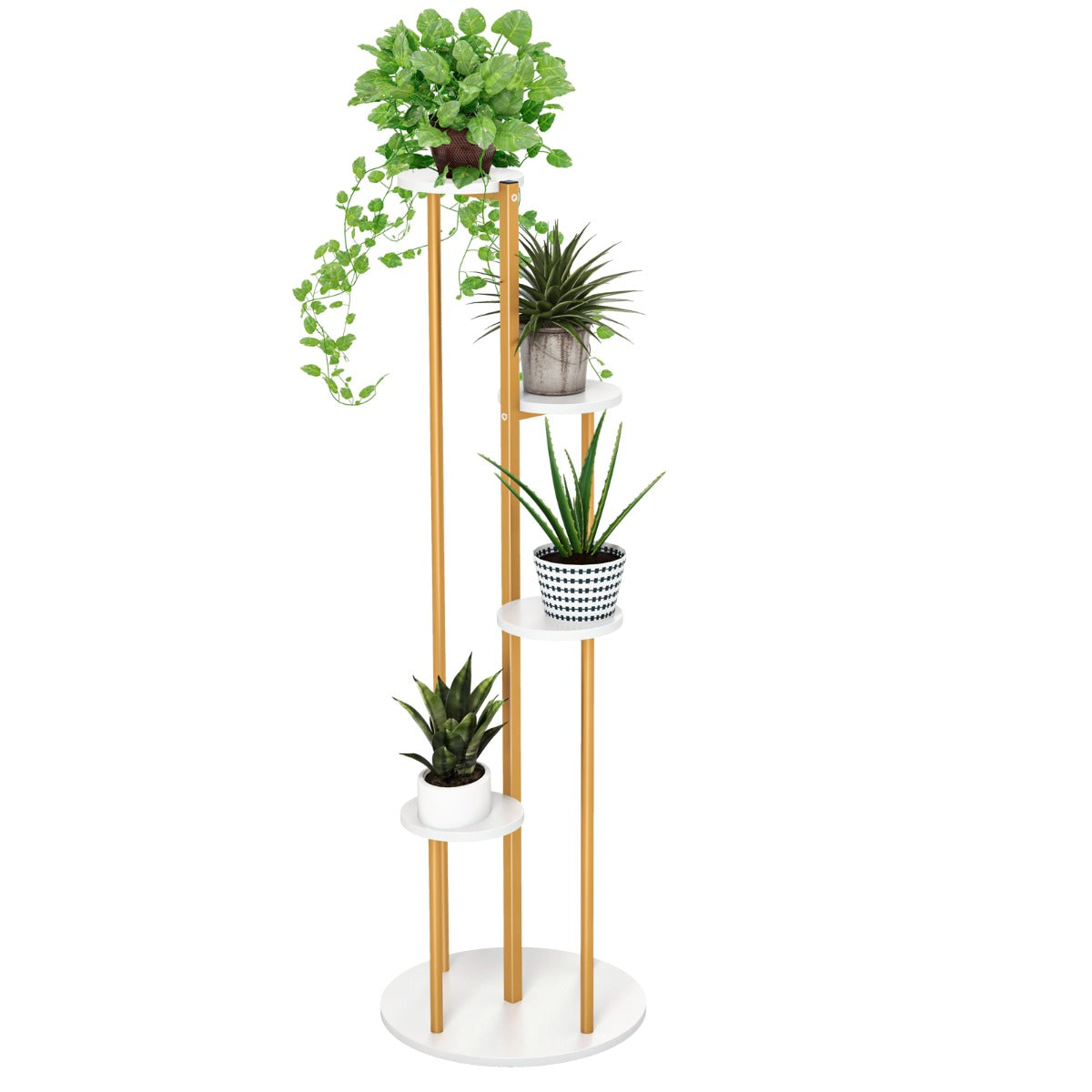 Heavy-Duty Tall Corner Indoor Metal Plant Stand for Potted Plant-Natural
