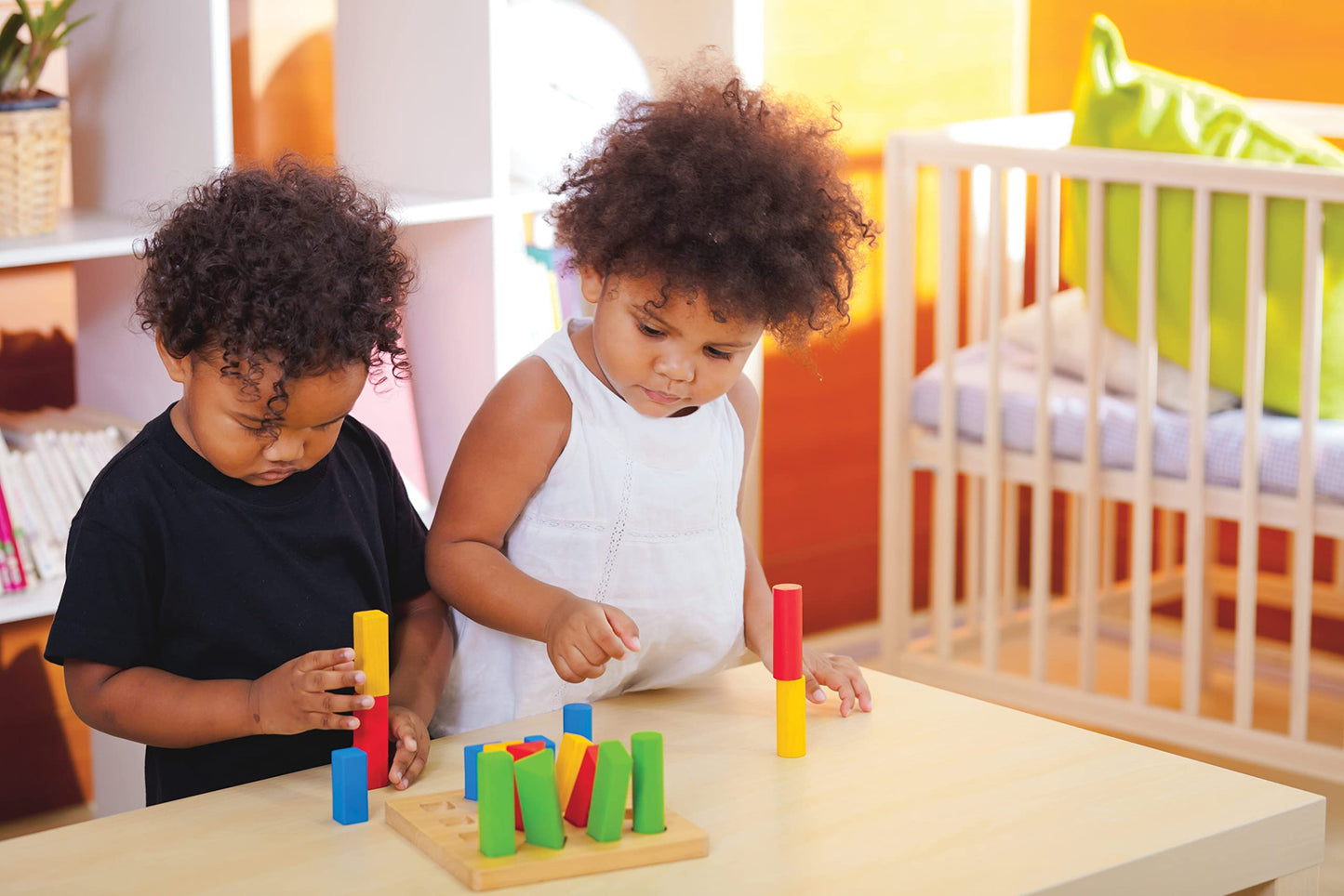 PlanToys Geometric Peg Board — Wooden Shape Sorting & Stacking Toy for Toddlers | Montessori STEM