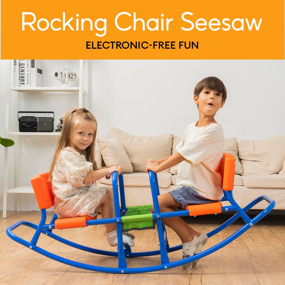 PLATPORTS Double Rocking Seesaw – 2-Seater Outdoor Teeter Totter for Kids Ages 3-5