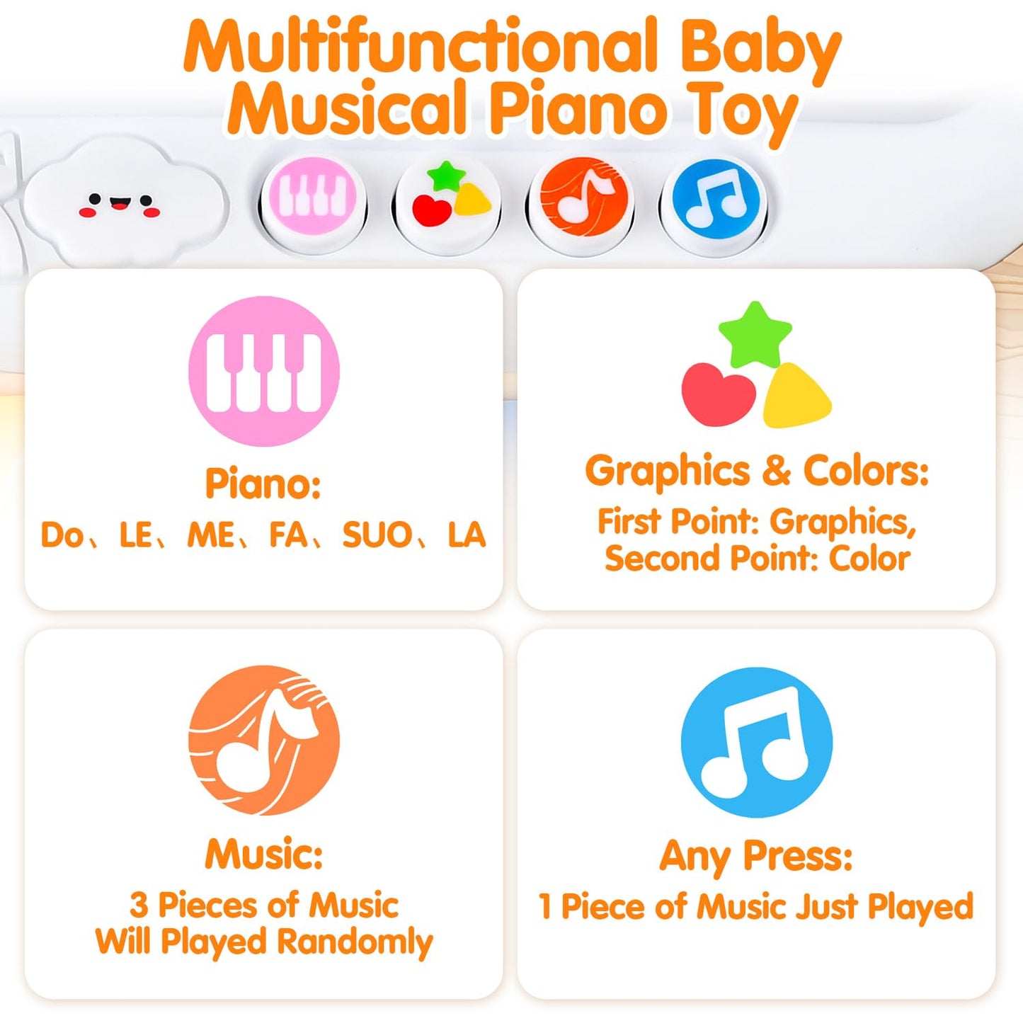 PLAY Baby Rainbow Piano Toys – Lights, Sounds & Pop Up Action for Toddlers 1+