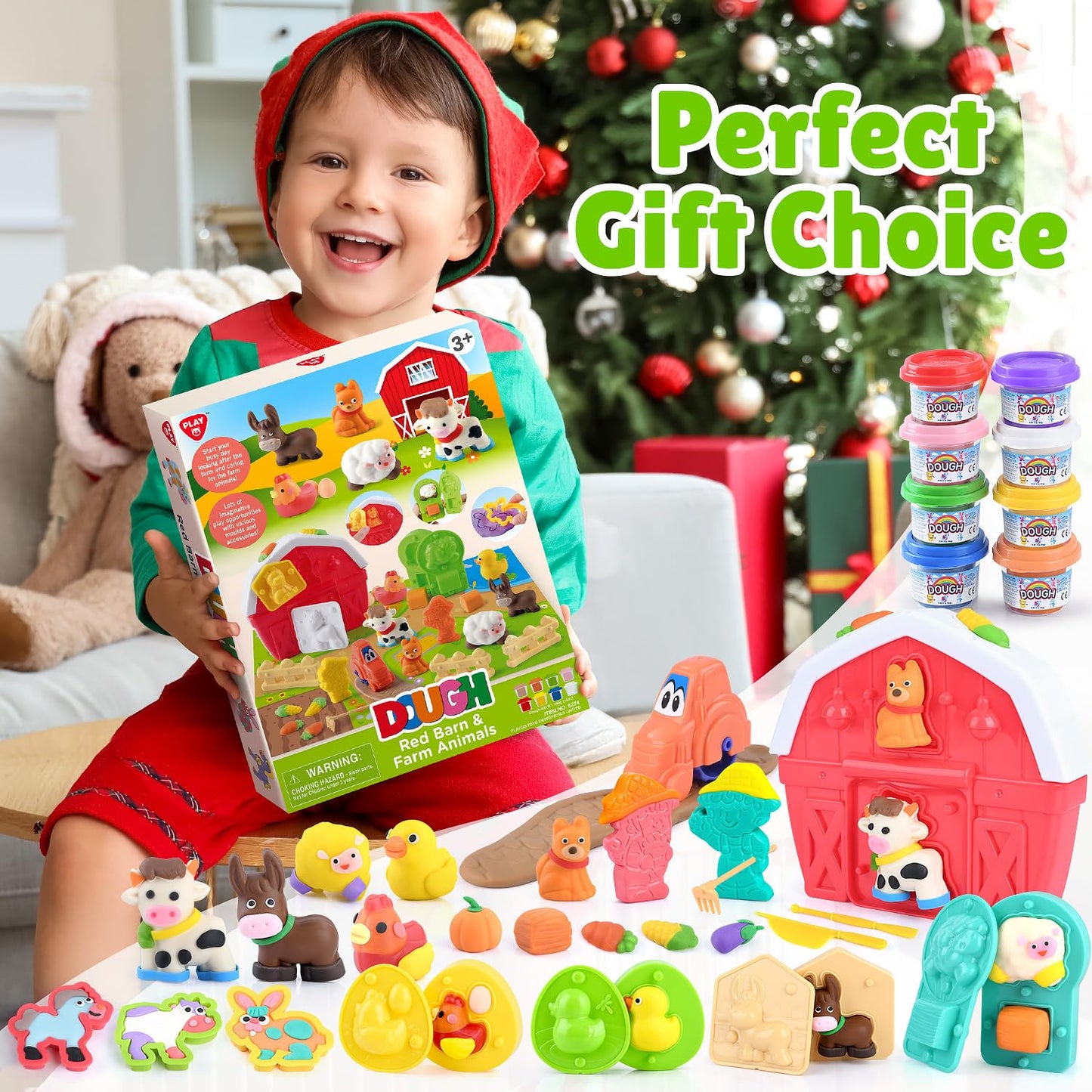 PLAY Farm Animals Color Dough Toys — Big Red Barn Playset with Animal Figures & Tools