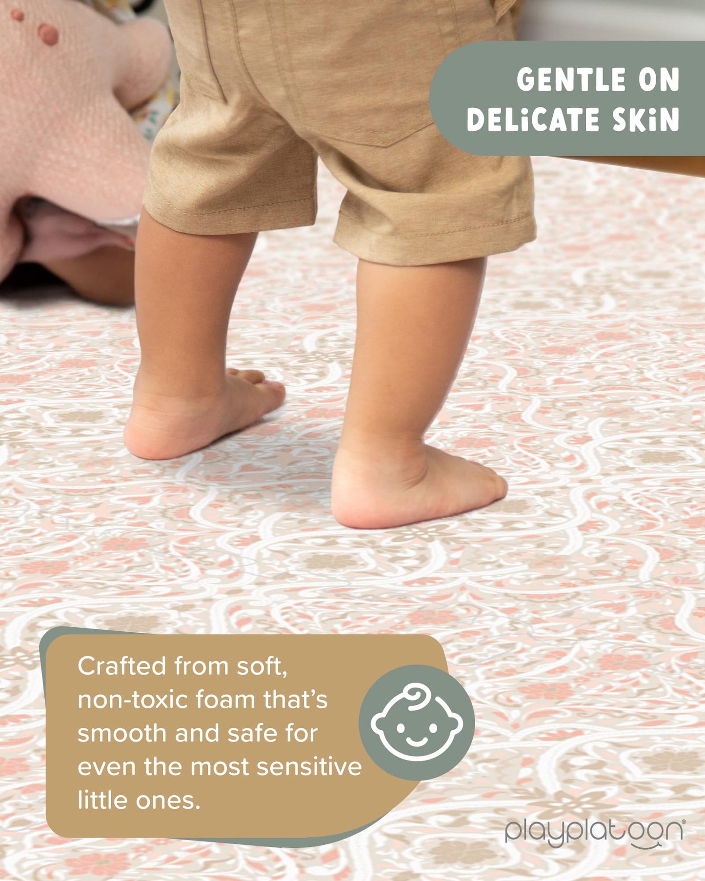 Play Platoon Non-Toxic Large Baby Play Mat – 96 x 96 in Petal Interlocking Foam Tiles