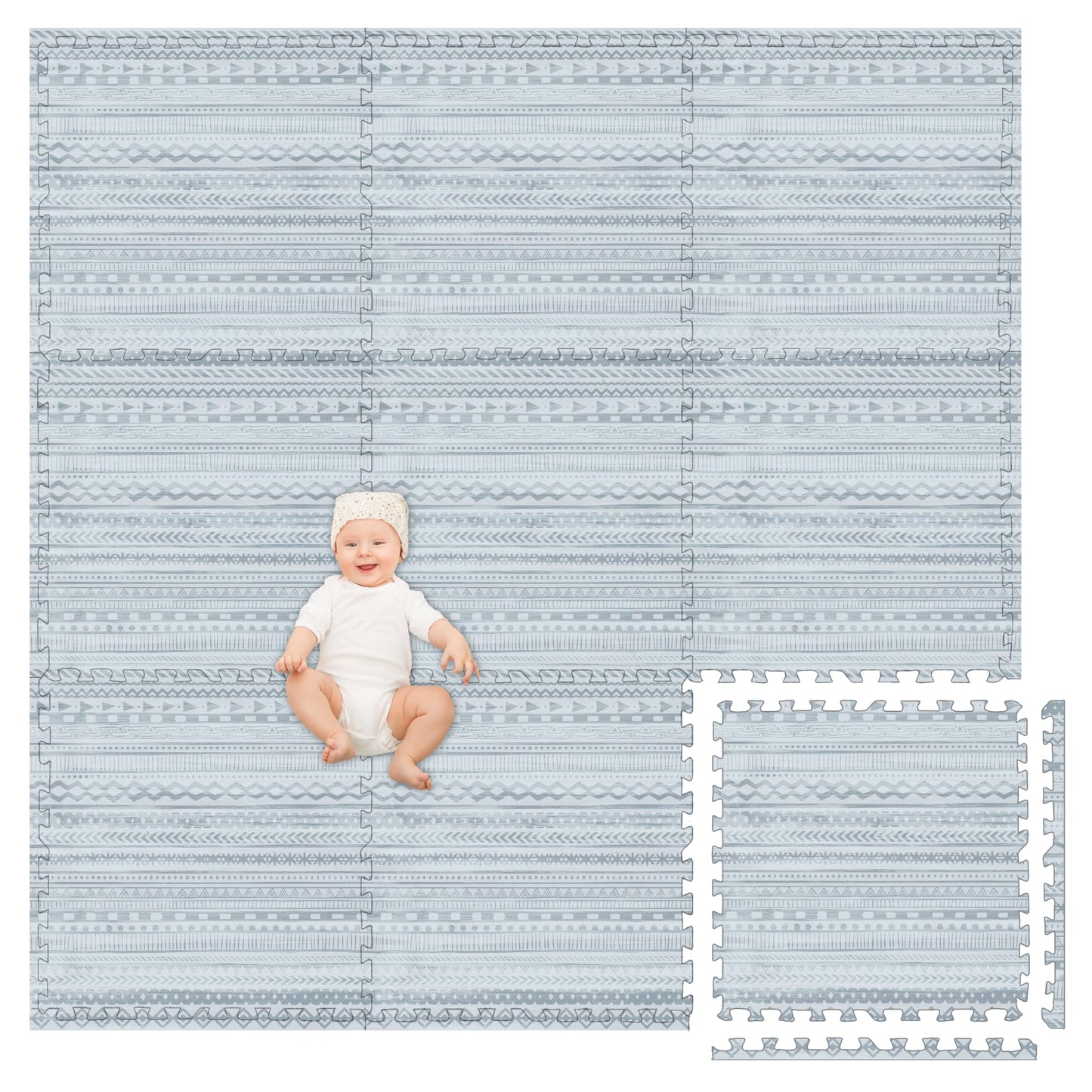 Play Platoon Non-Toxic Large Kids Play Mats – 9 Tiles, 72 x 72 in, 5/8 in Thick, Acadia Print