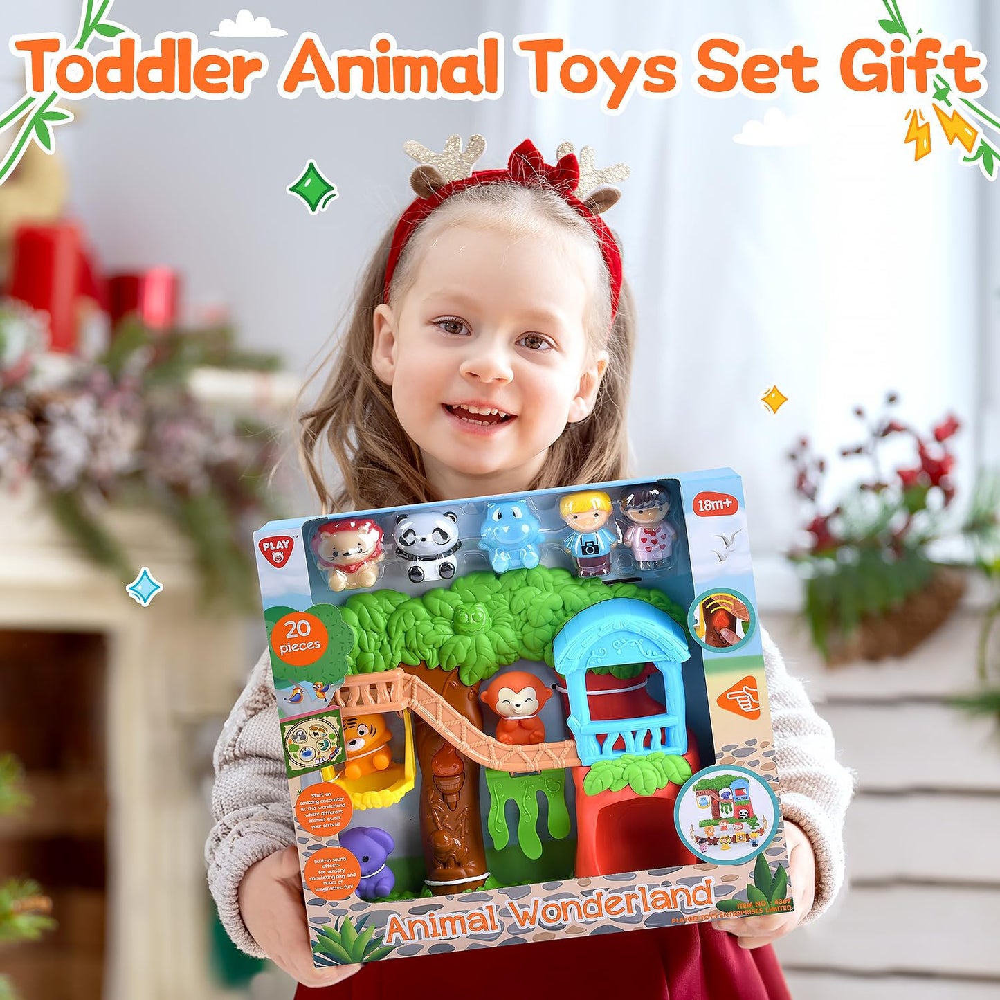PLAY Safari Animals Figures Playset – 20 Pcs with Lights & Sounds