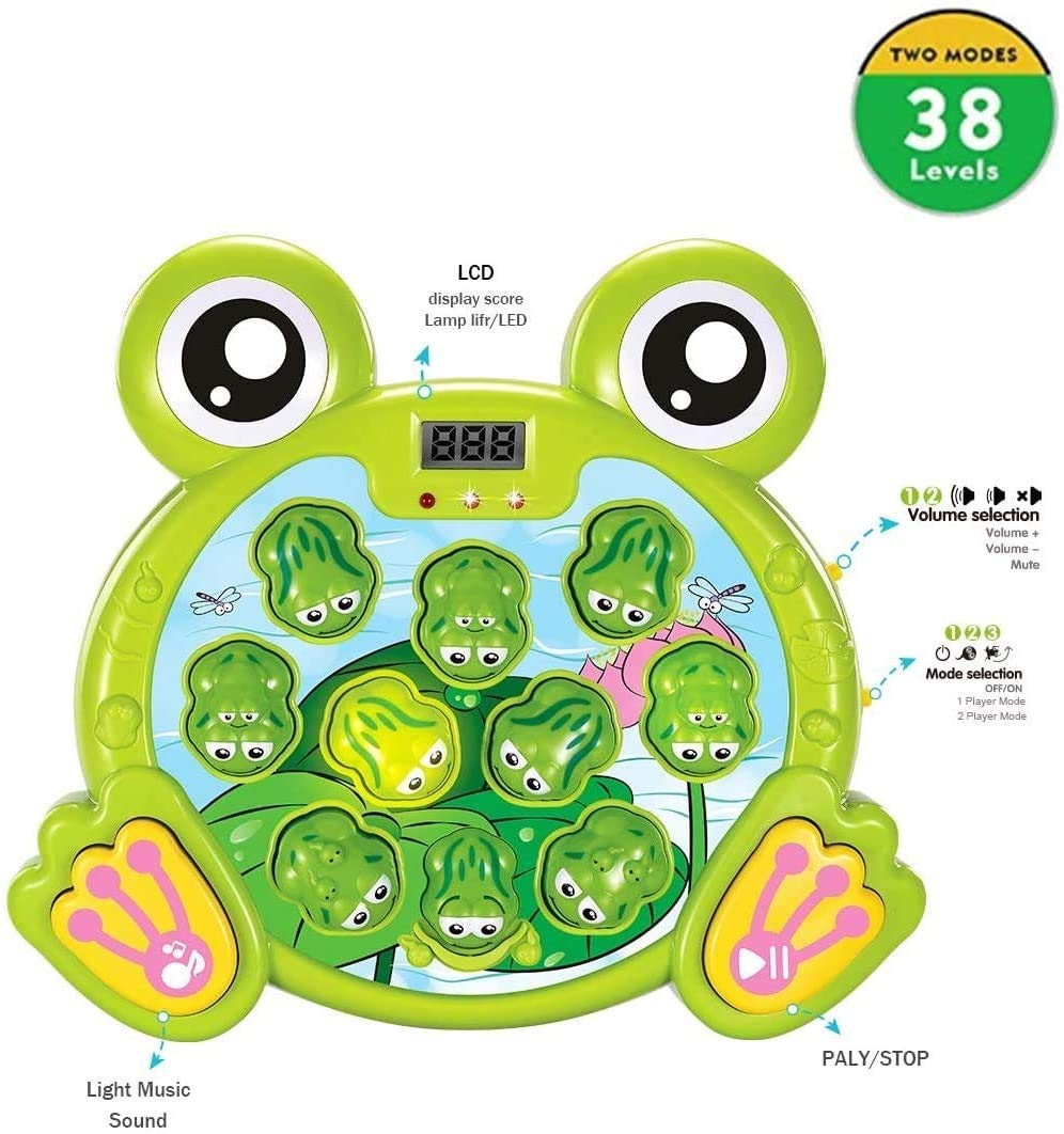 Play22 Whack A Frog Game for Toddlers – 38 Levels, 2 Modes, Multilingual Lights & Sounds