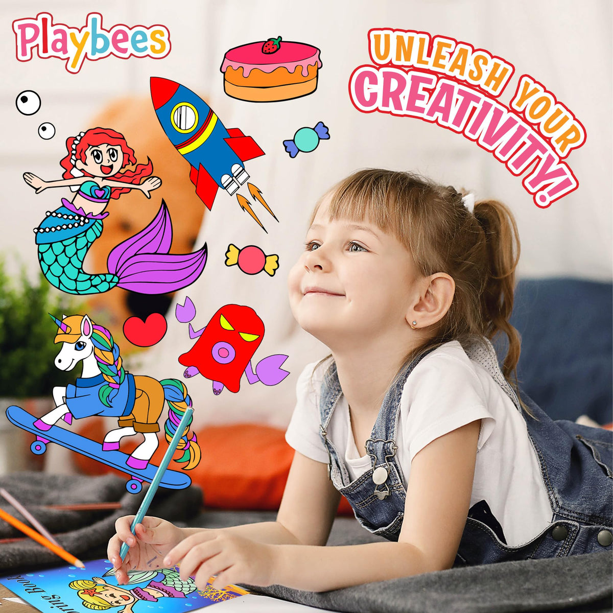 Playbees 20PK Assorted Coloring Books – 5 Themes, 5x7 in, Ages 3-8