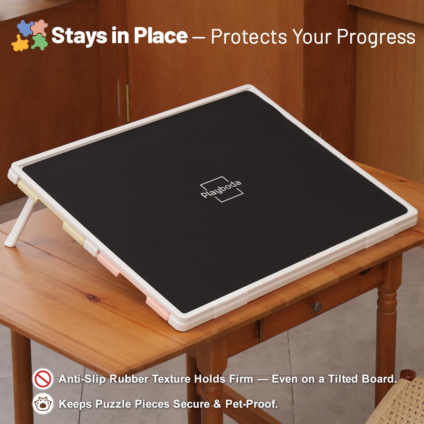 Playboda 1000-Piece Tilting Puzzle Board (30x22) – 4 Drawers, Protective Mat, Built-In Stand